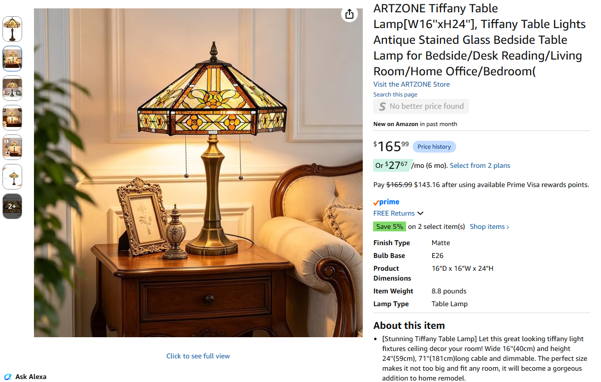 Tiffany Table Lamp unique crafted