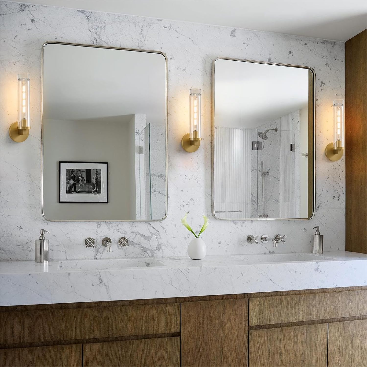 Vintage Modern Crystal Brass Gold Sconce
