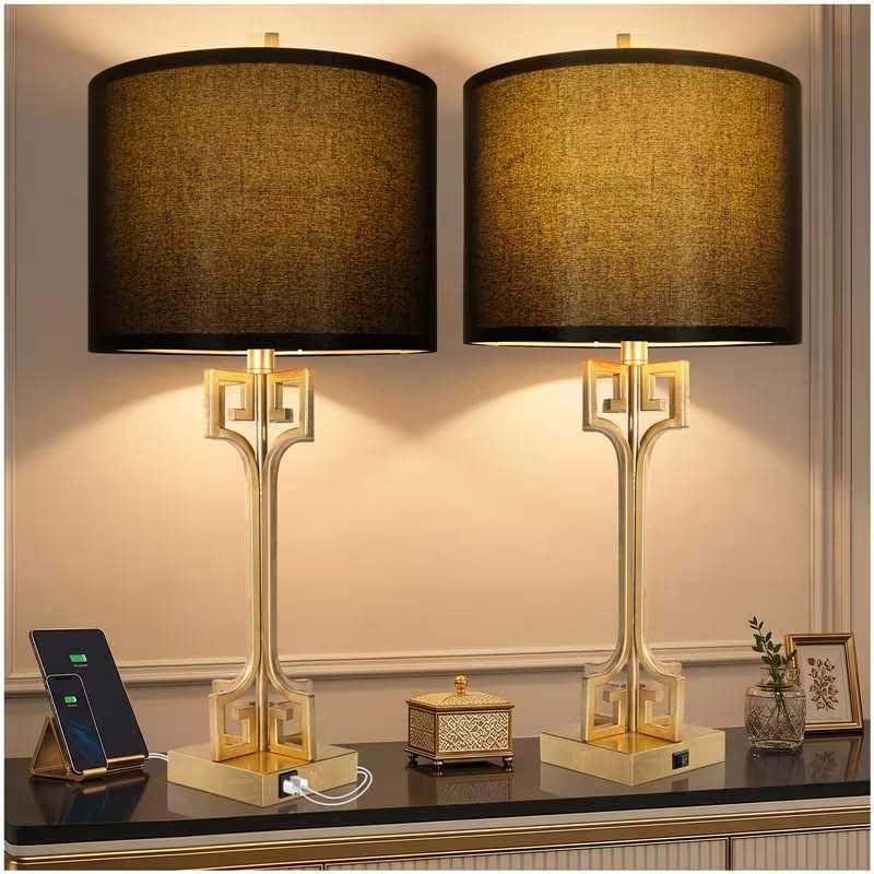 Gold Leaf Table Lamps Set of 2