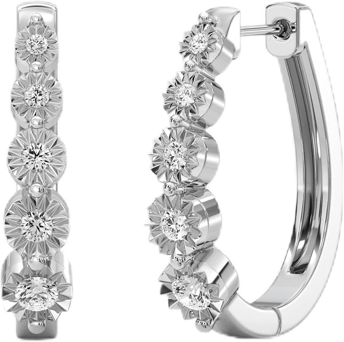 Sterling Silver Diamond Hoop Earrings