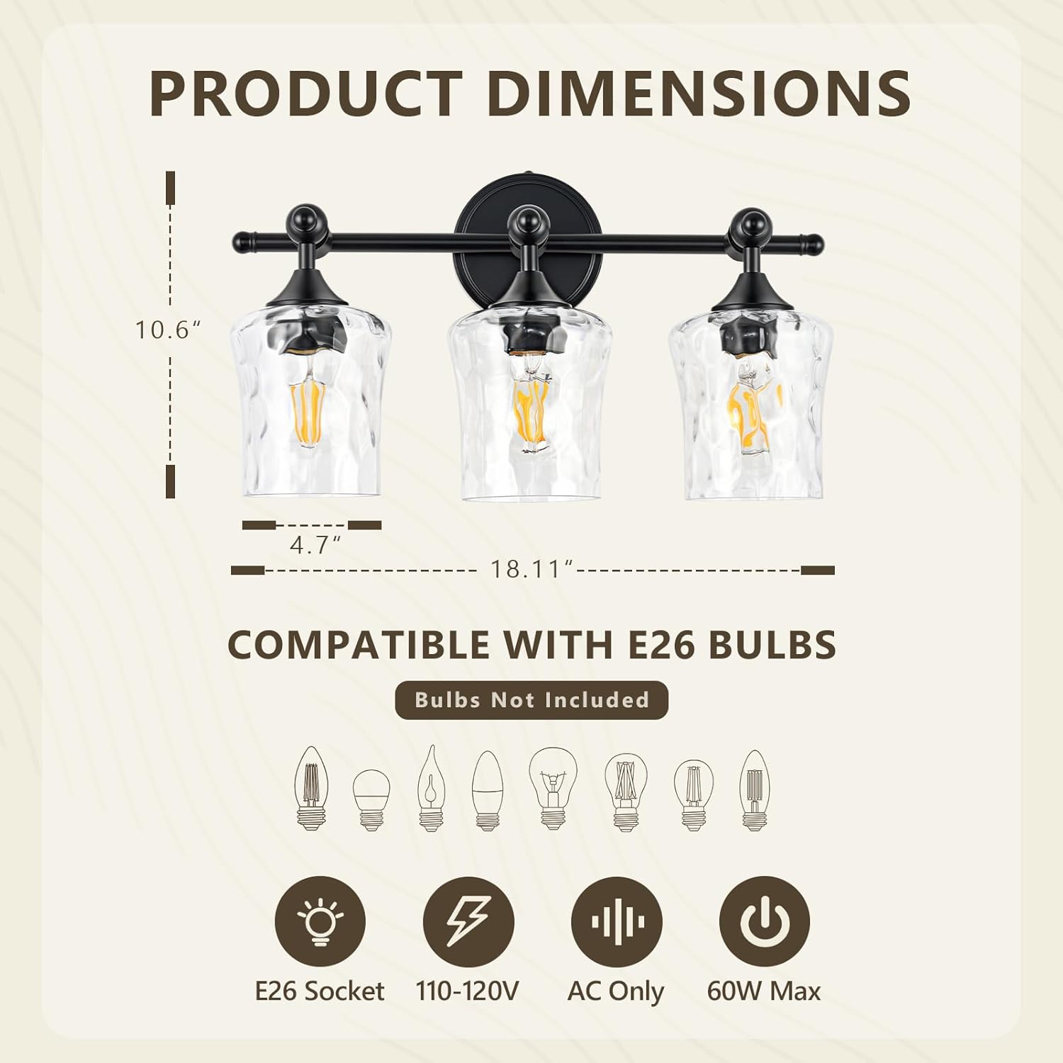 3-Light Fixtures - Black