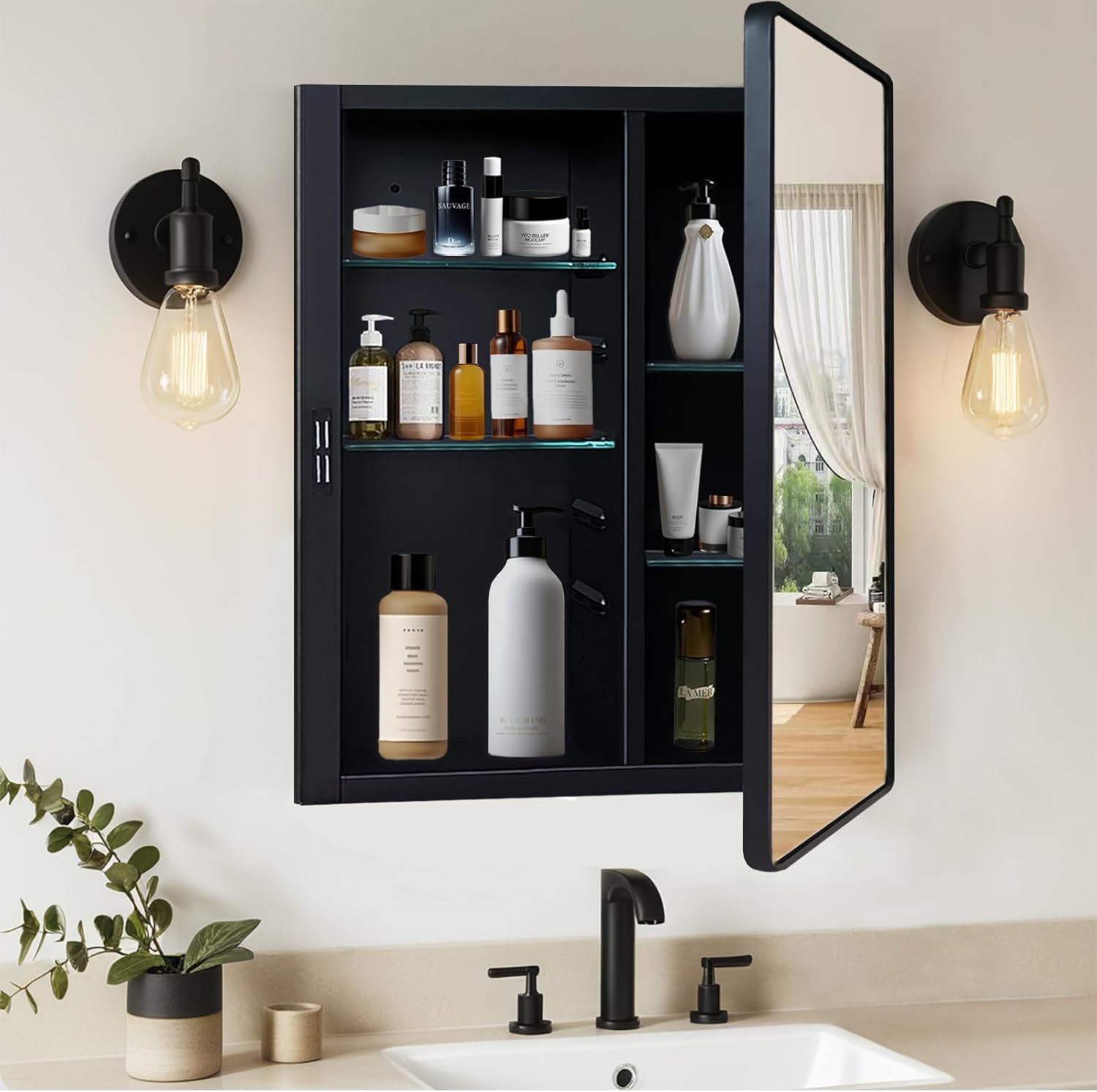 Medicine Cabinet Storage with Mirror
