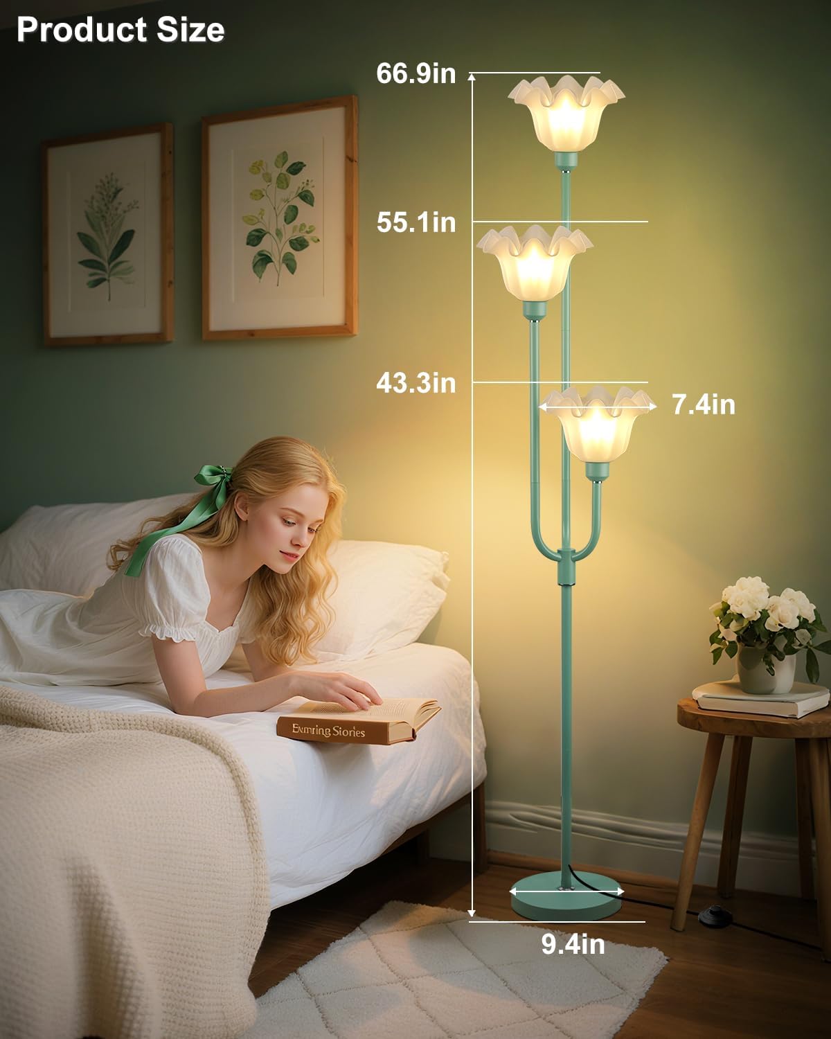 Floor Lamp 3-Lights Flower