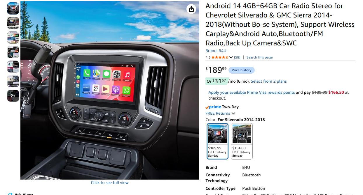 Smart Car Radio Stereo for Chevrolet Silverado & GMC