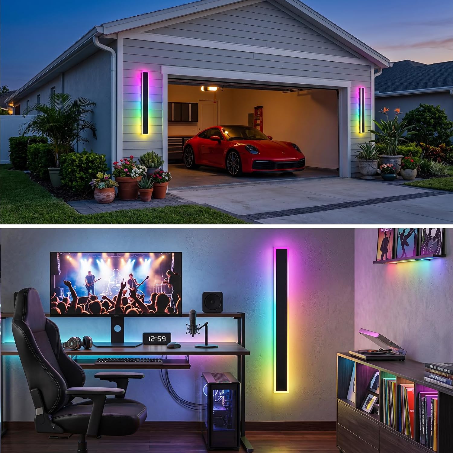 2 Pack 31.5in RGB LED Outdoor Wall