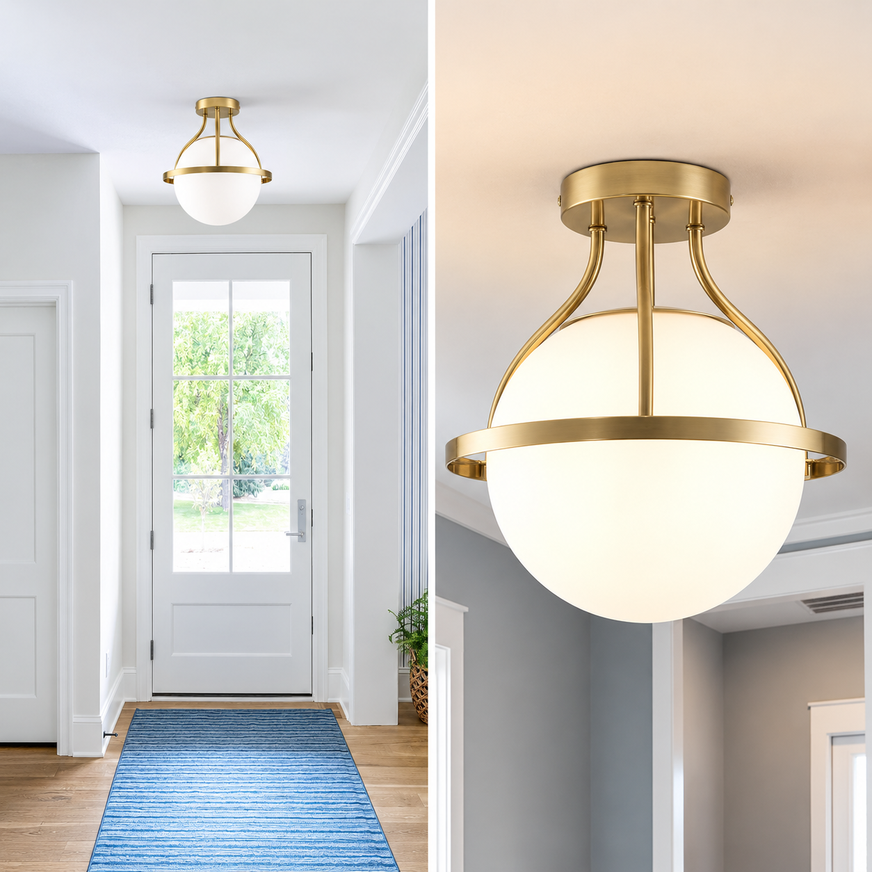Mid Century Semi Flush Mount Ceiling Light,