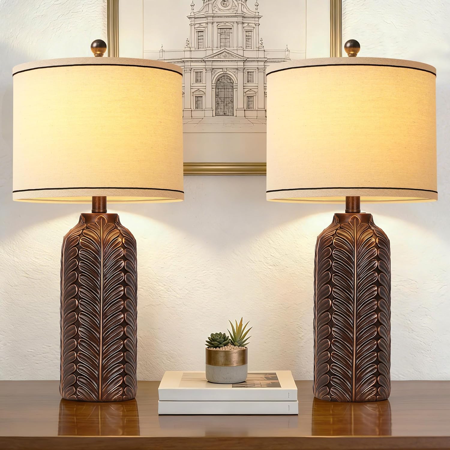 Resin Table Lamps Set of 2,