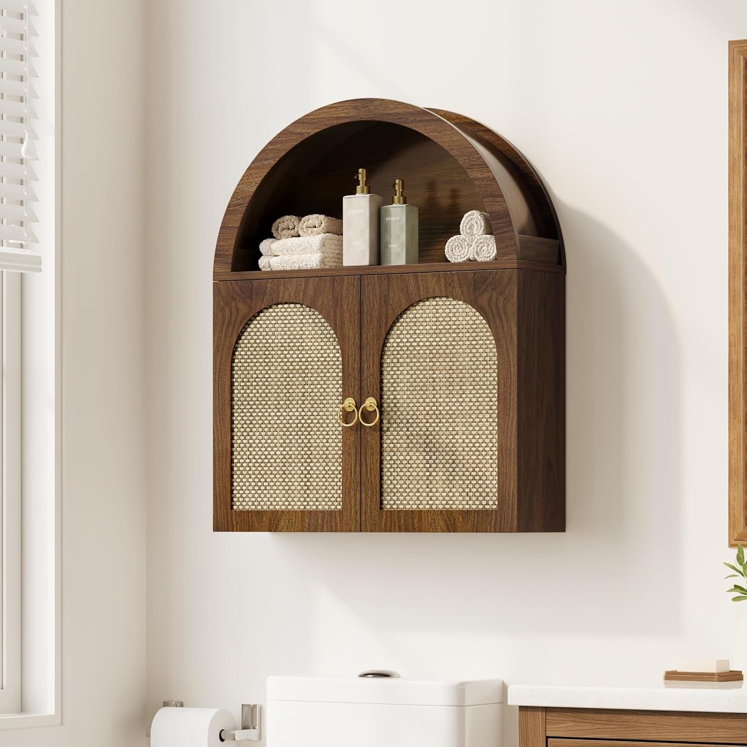Arched Bathroom Wall Cabinet Walnut