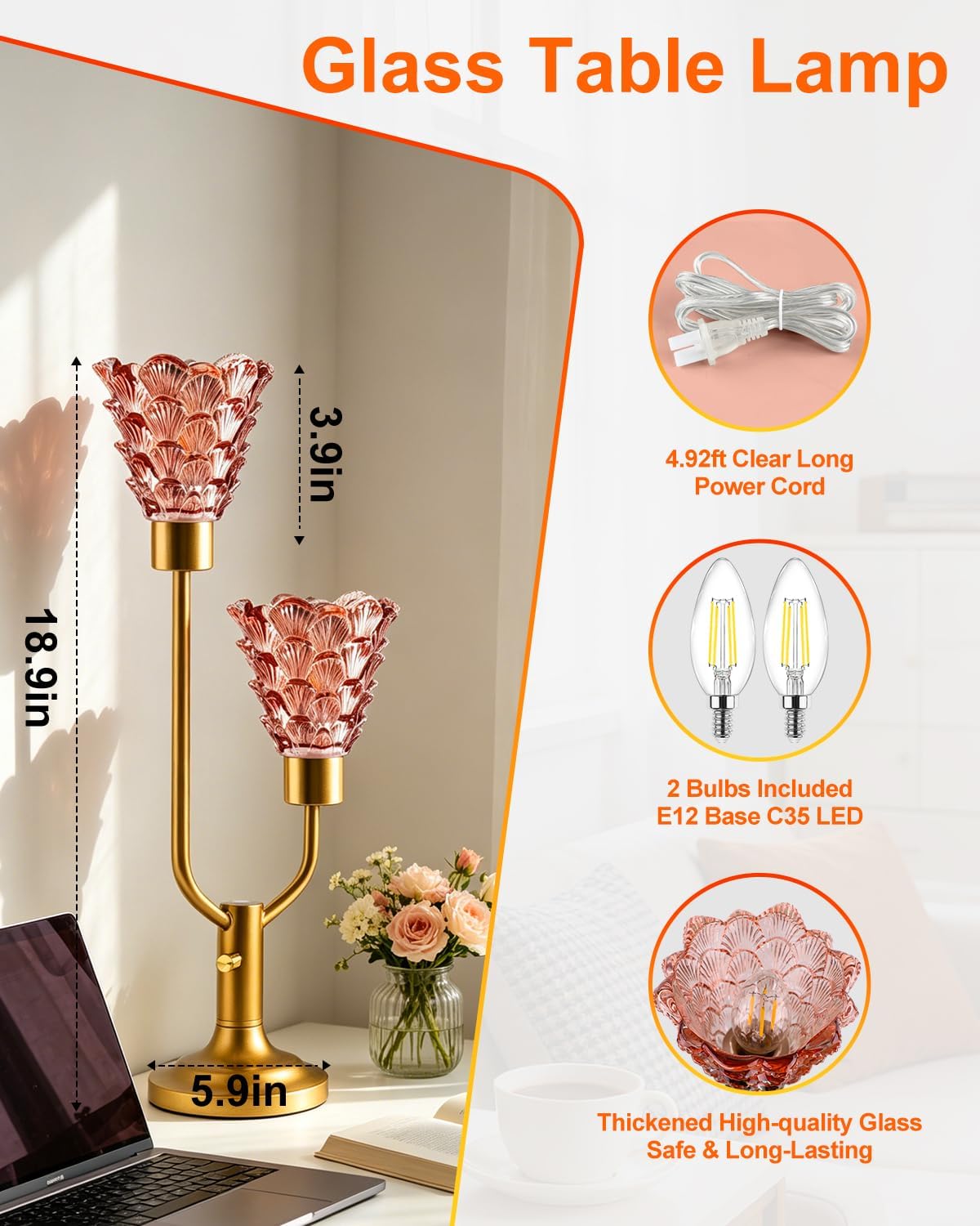 Mid Century Modern Glass Table Lamp