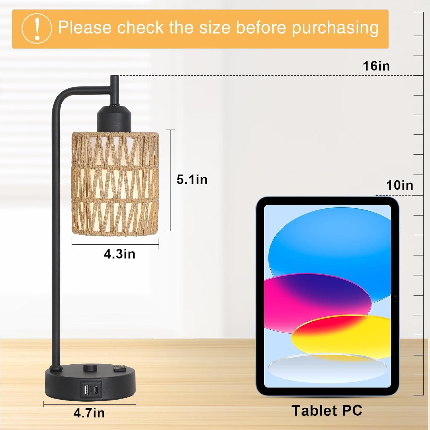 Touch Control Boho Table Lamps Set of 2,