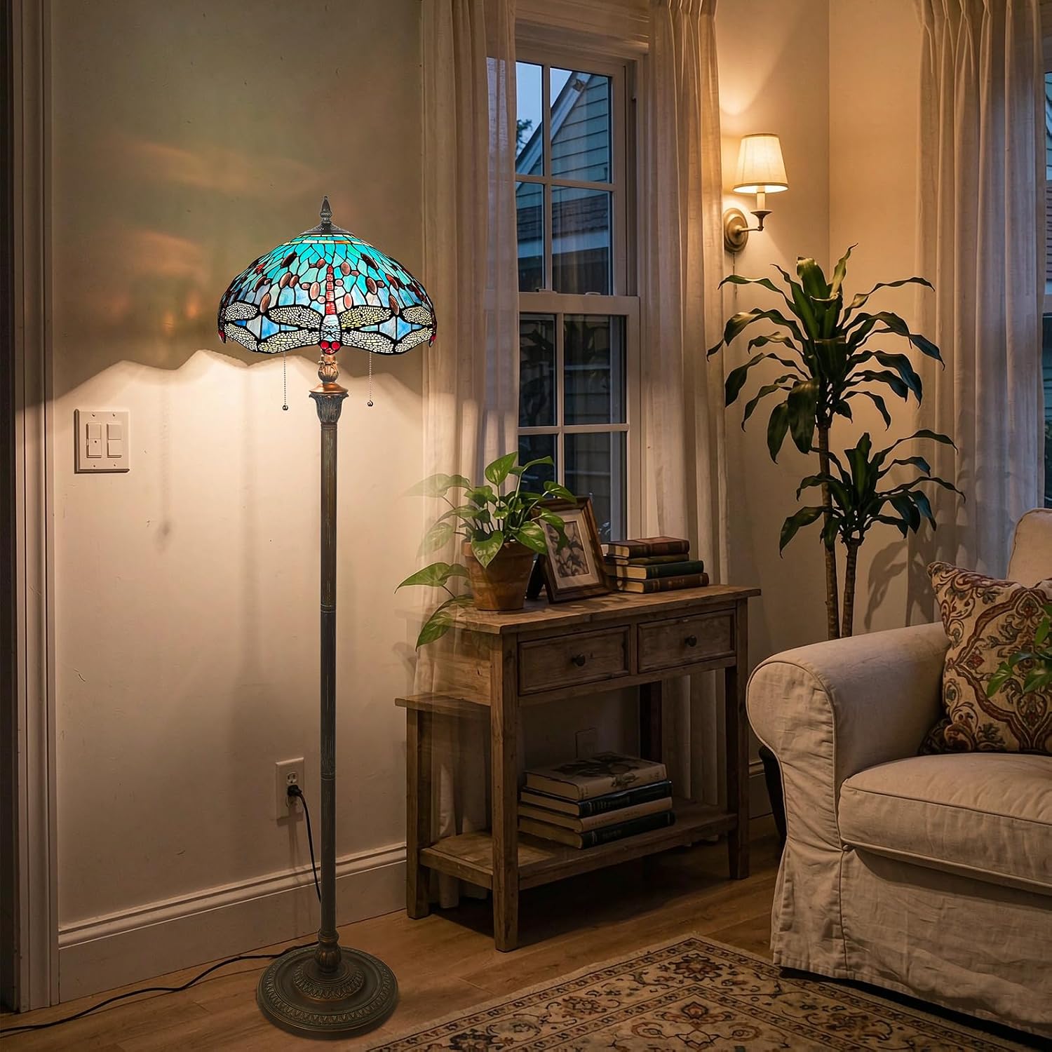 Gorgeous Tiffany Floor Lamp Stained Glass Floor Lamp 2-Lights