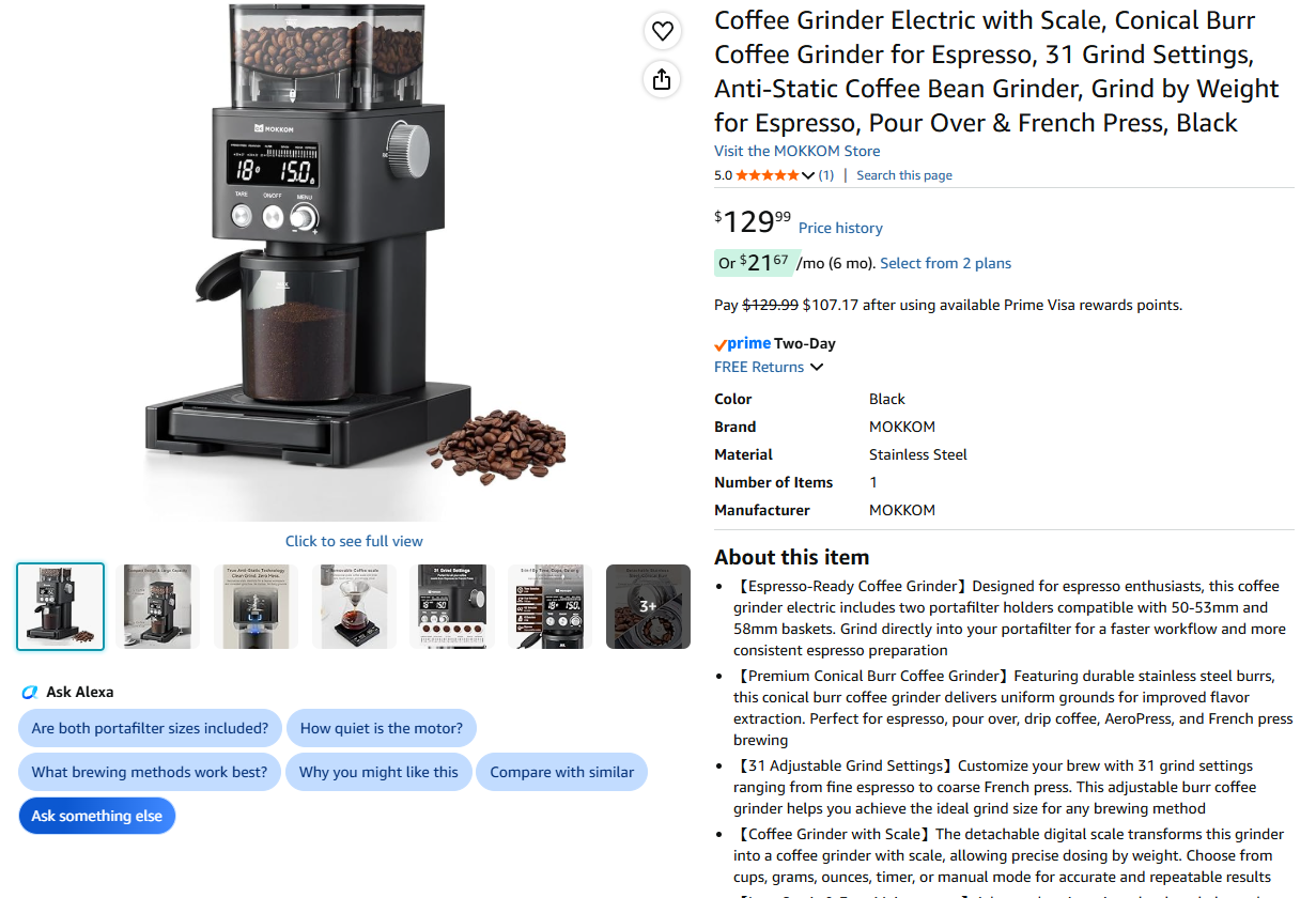 Coffee Grinder Electric with Scale
