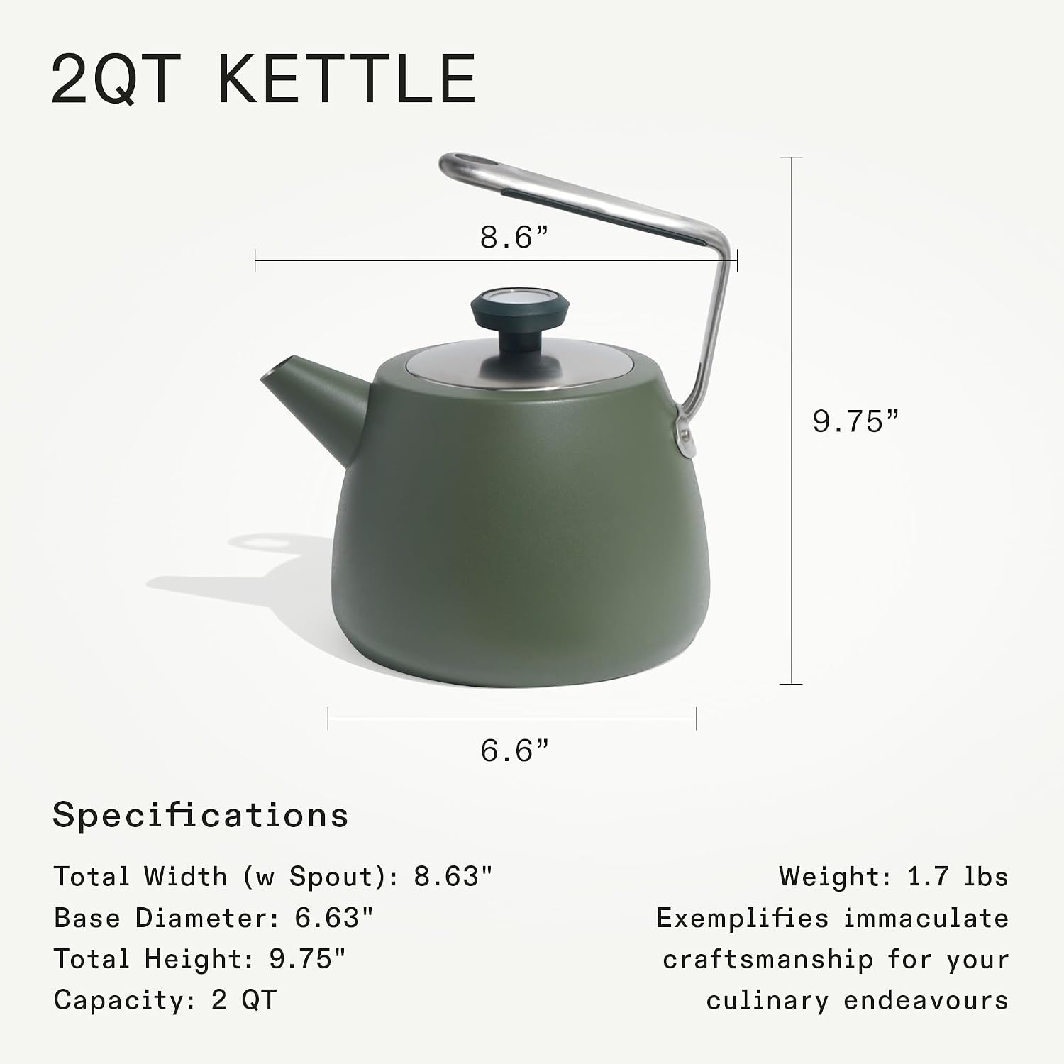 2 QT Kettle - Stainless Steel - Whistle