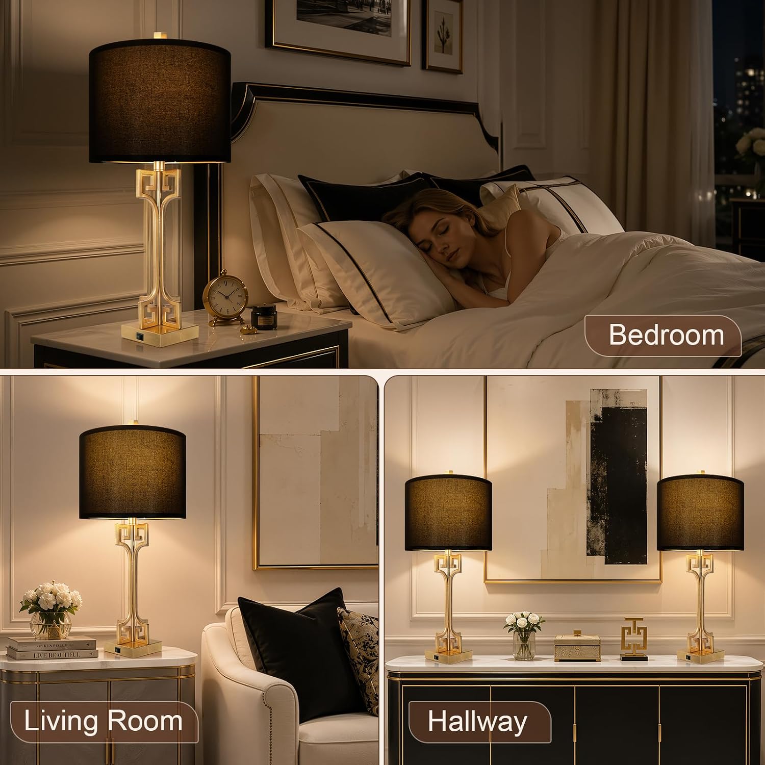 Gold Leaf Table Lamps Set of 2
