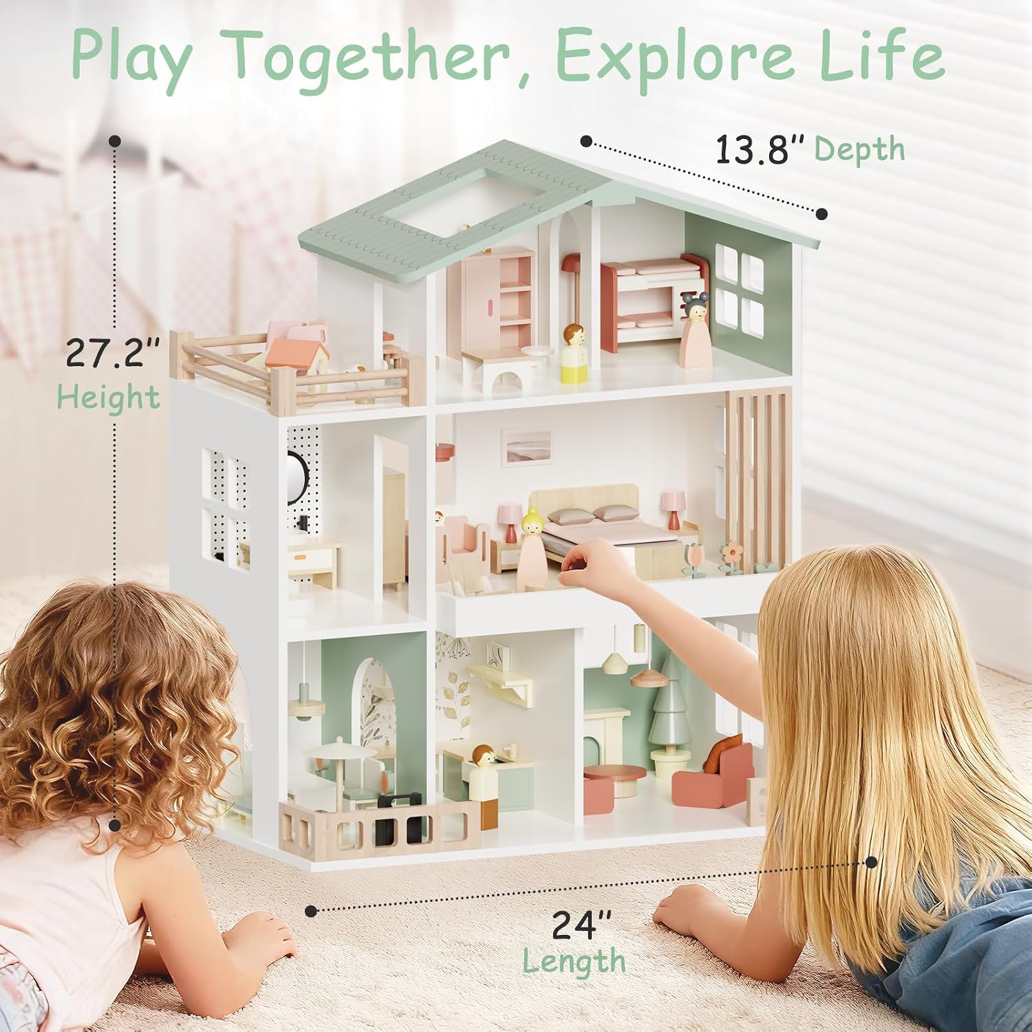 Modern Wooden Dollhouse for Kids