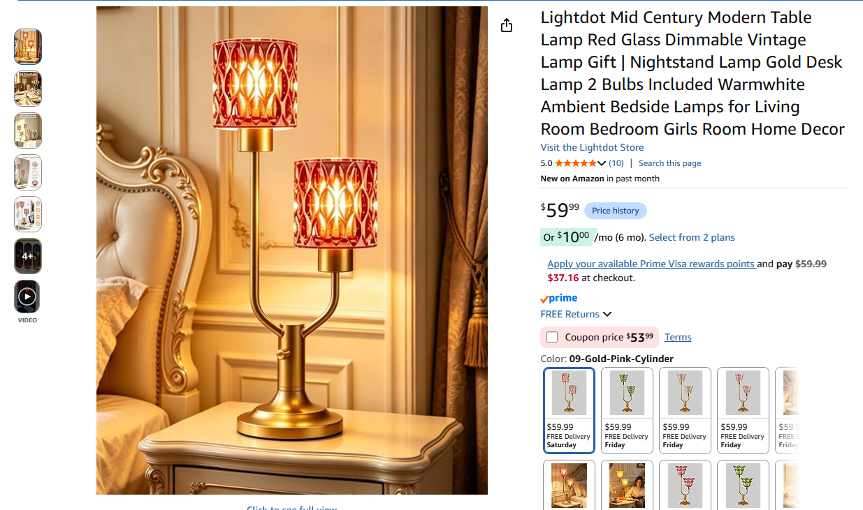 Mid Century Modern Glass Table Lamp