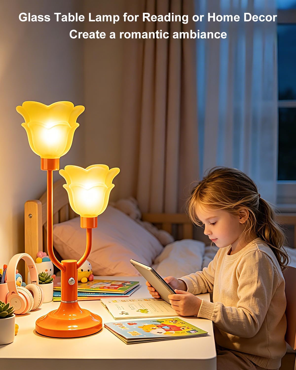 Vintage Flower Table Lamp 2 lights