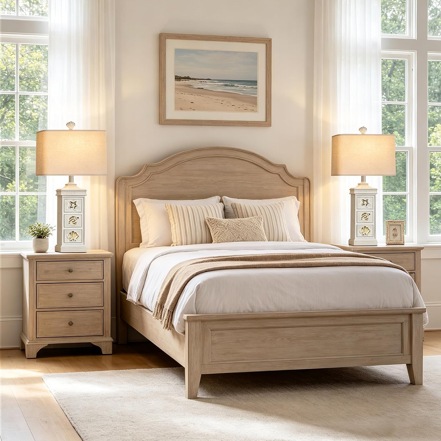 Coastal Table Lamps Set of 2 with Nightlight