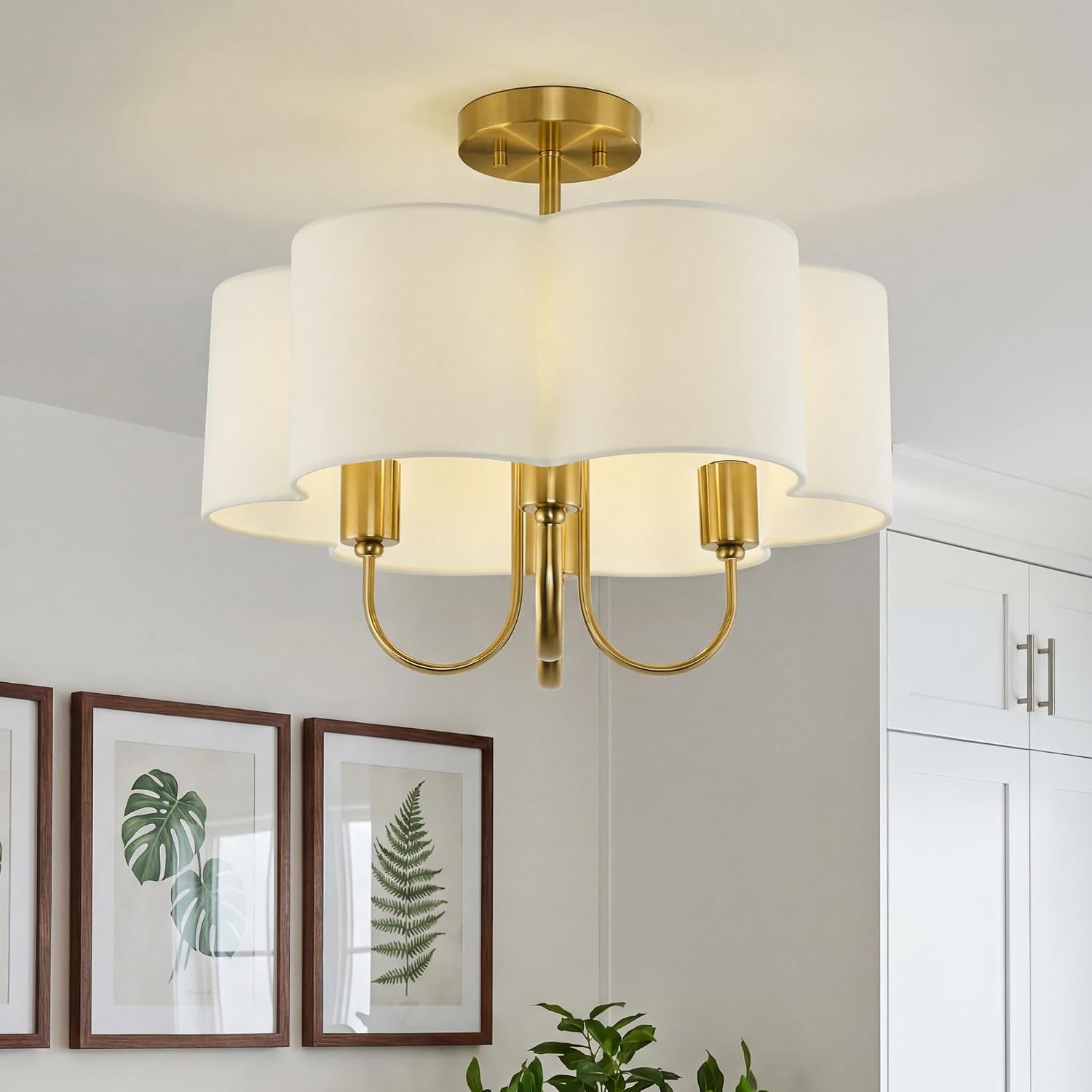 Gold Semi Flush Mount Ceiling Light,