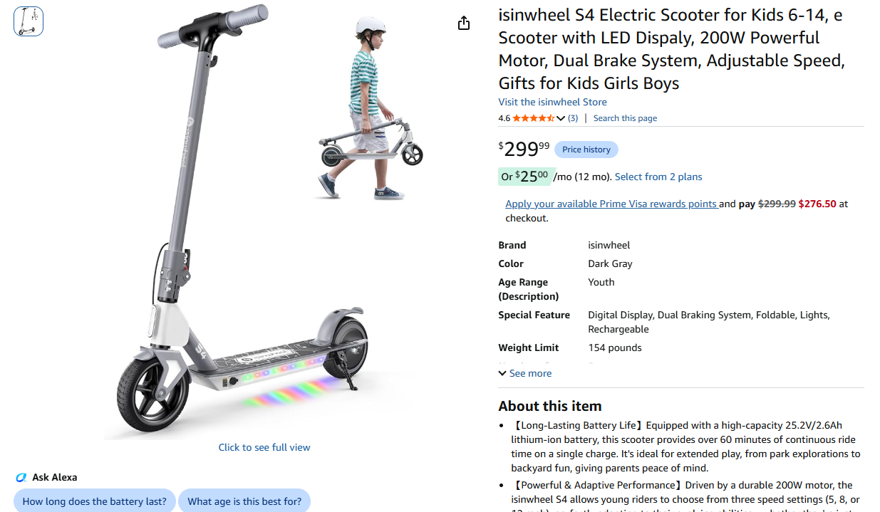 Electric Scooter for Kids 6-14