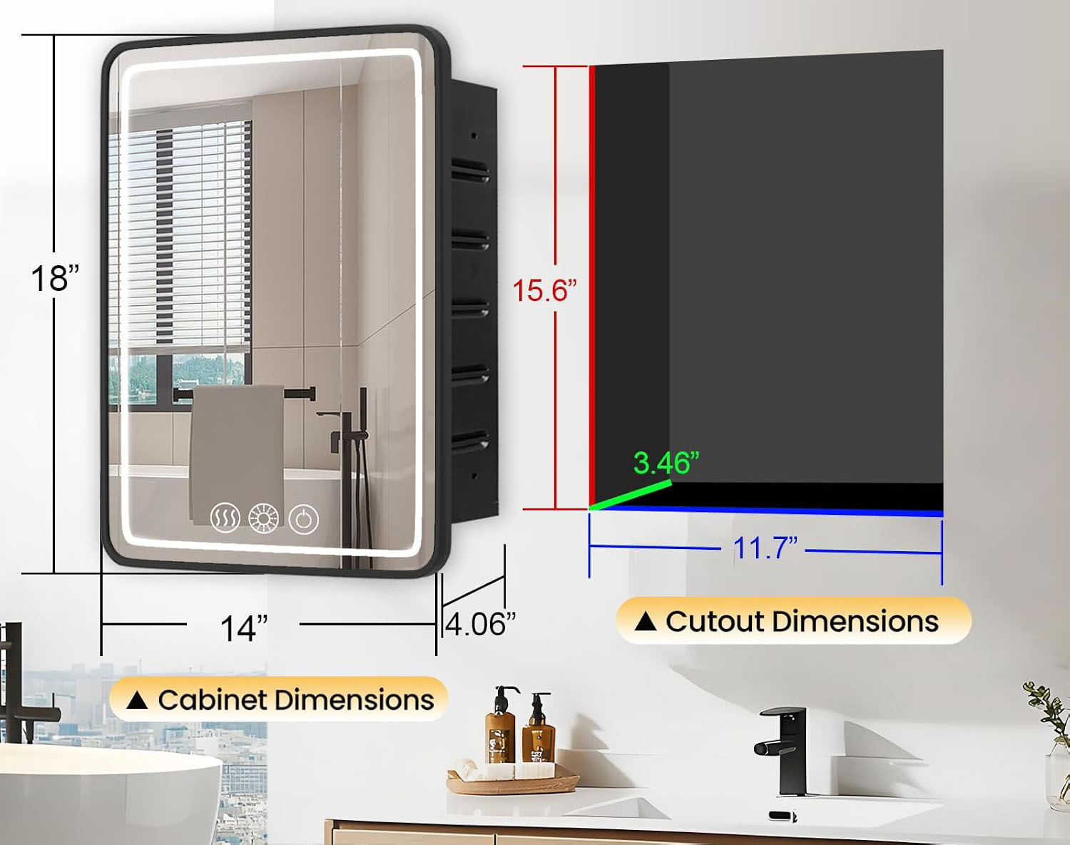 LED Medicine Cabinet with Mirror with Storage and Light