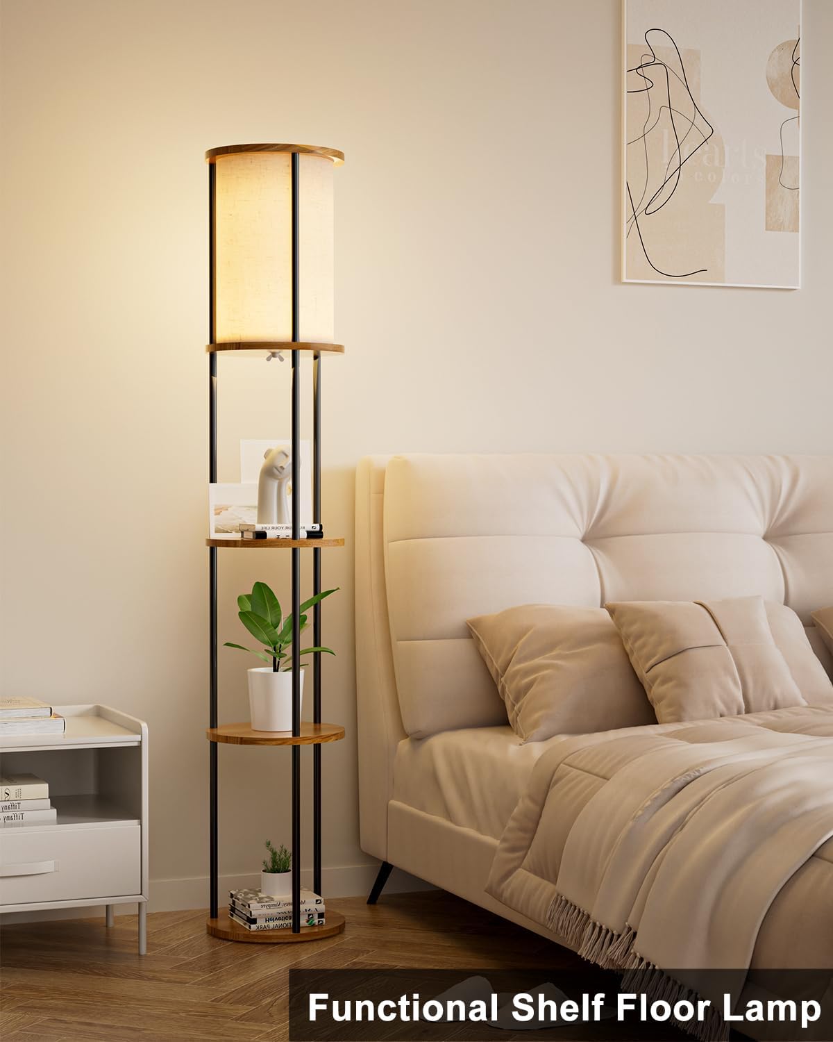 Floor Lamp with 3 Shelves,61" Tall - Includes Bulbs
