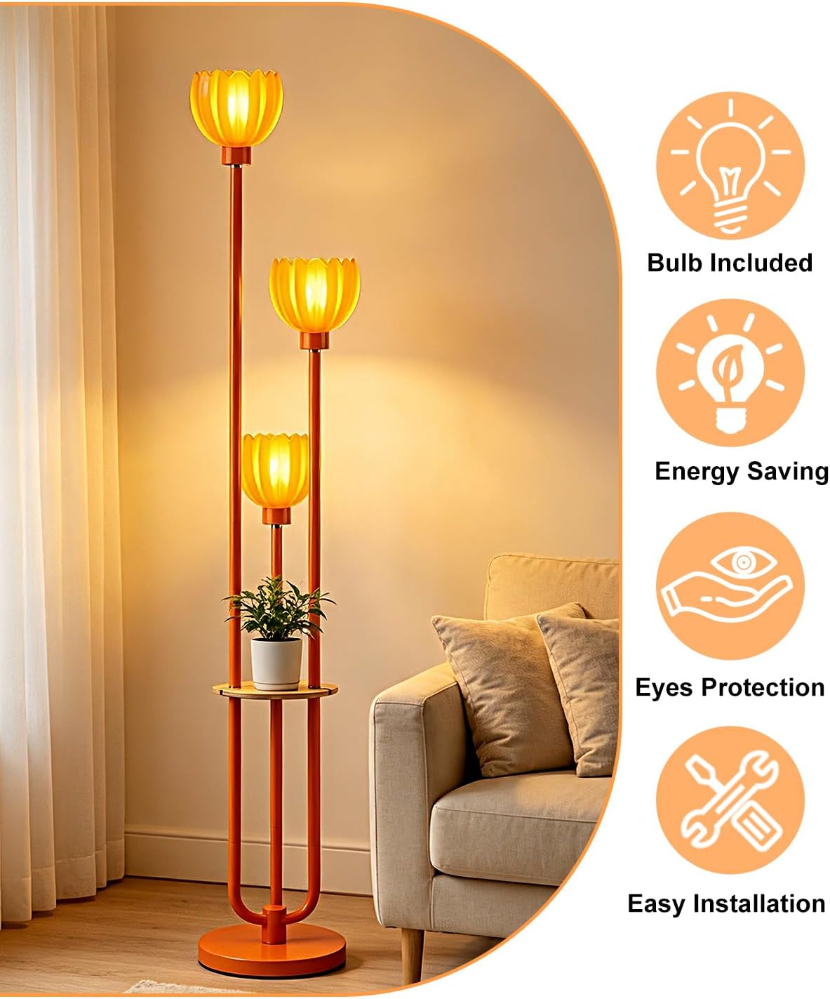 Globe Floor Lamp with LED Bulbs Included,