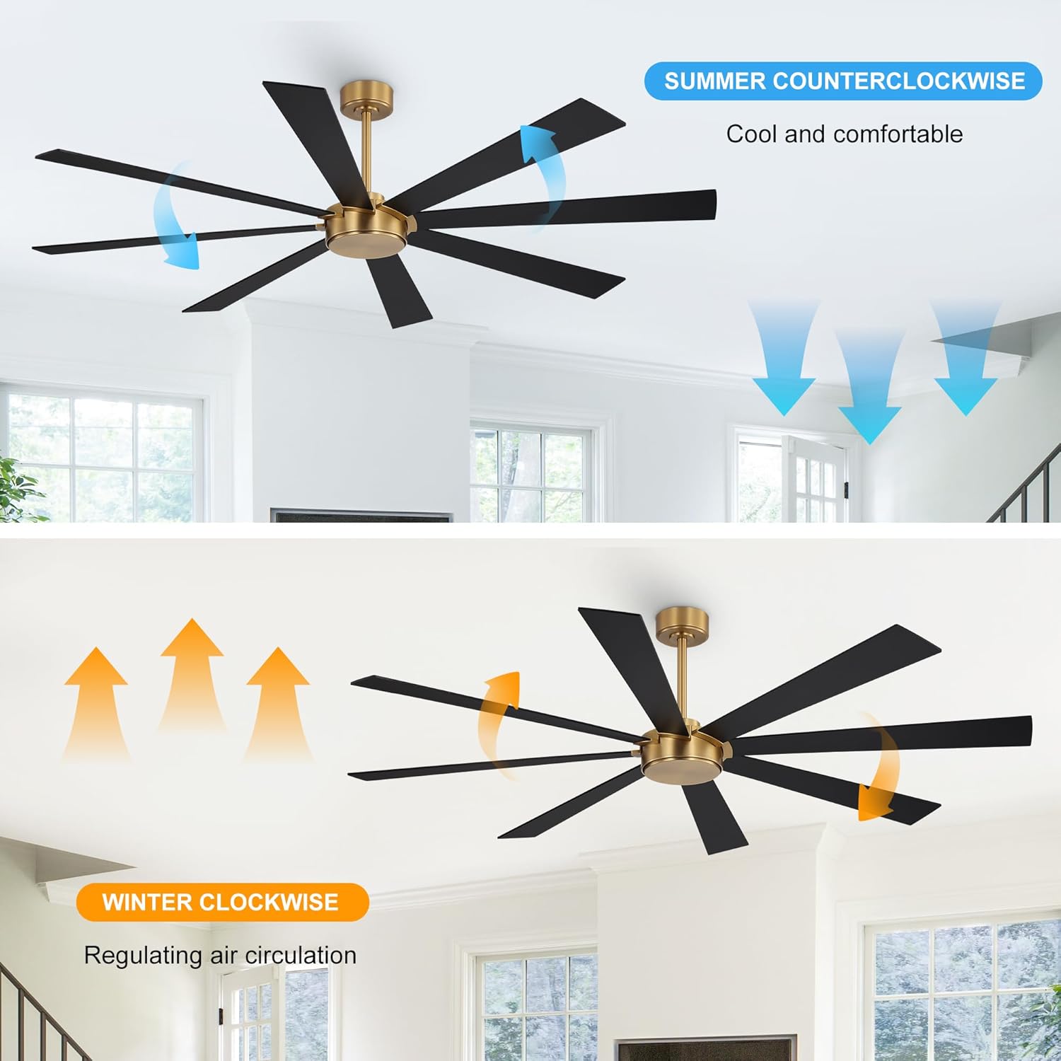 72" Ceiling Fan - Brass - Walnut