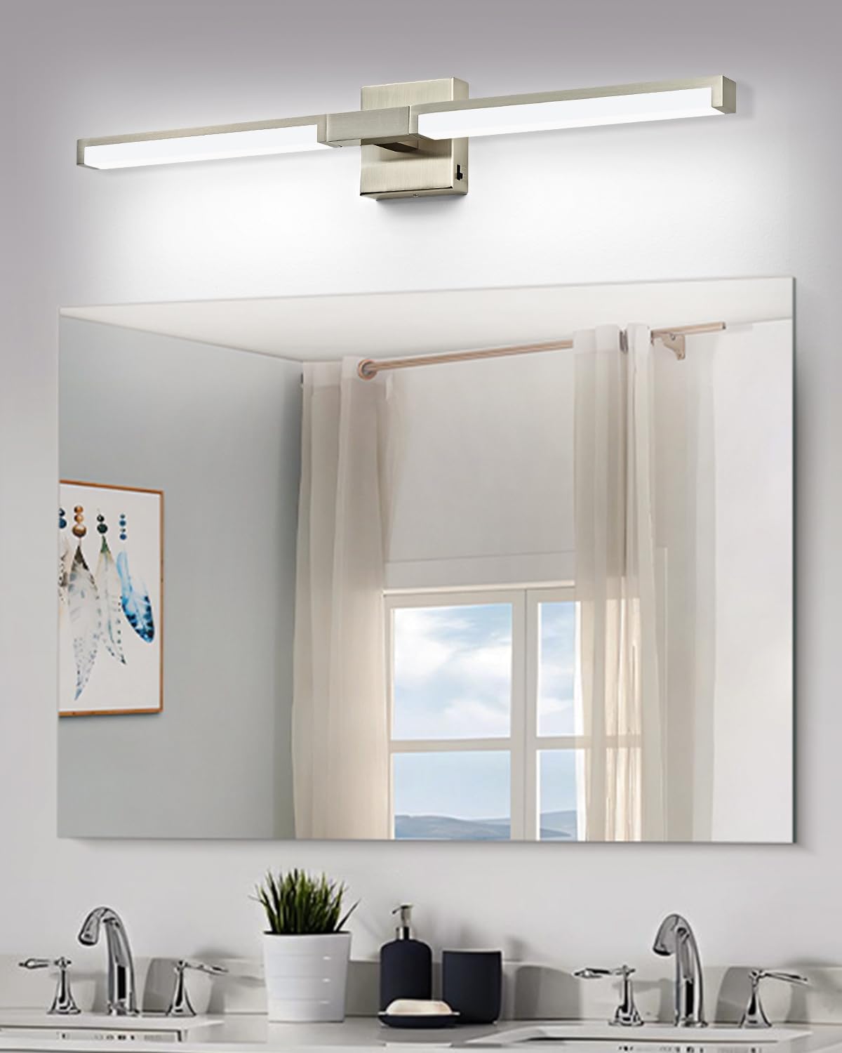 2 Pack Brushed Nickel Modern Bathroom Light Fixture