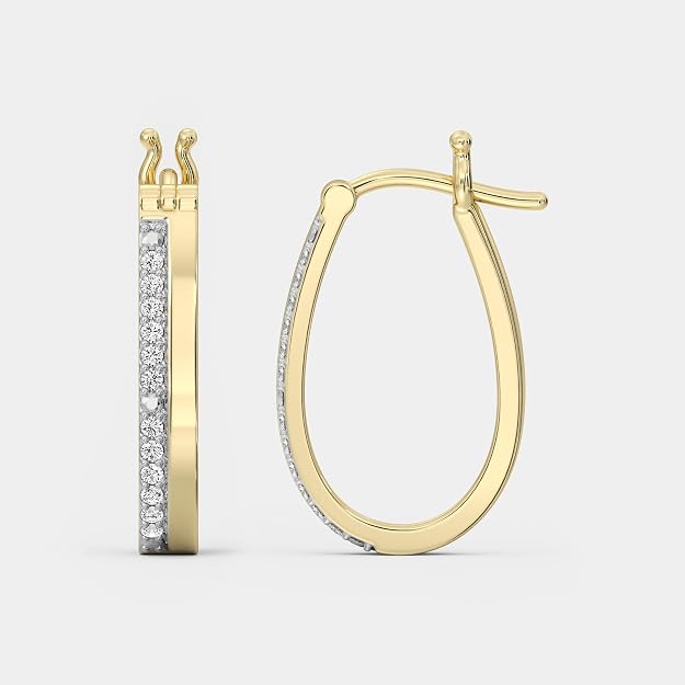 Diamond Oval Hoop Earrings