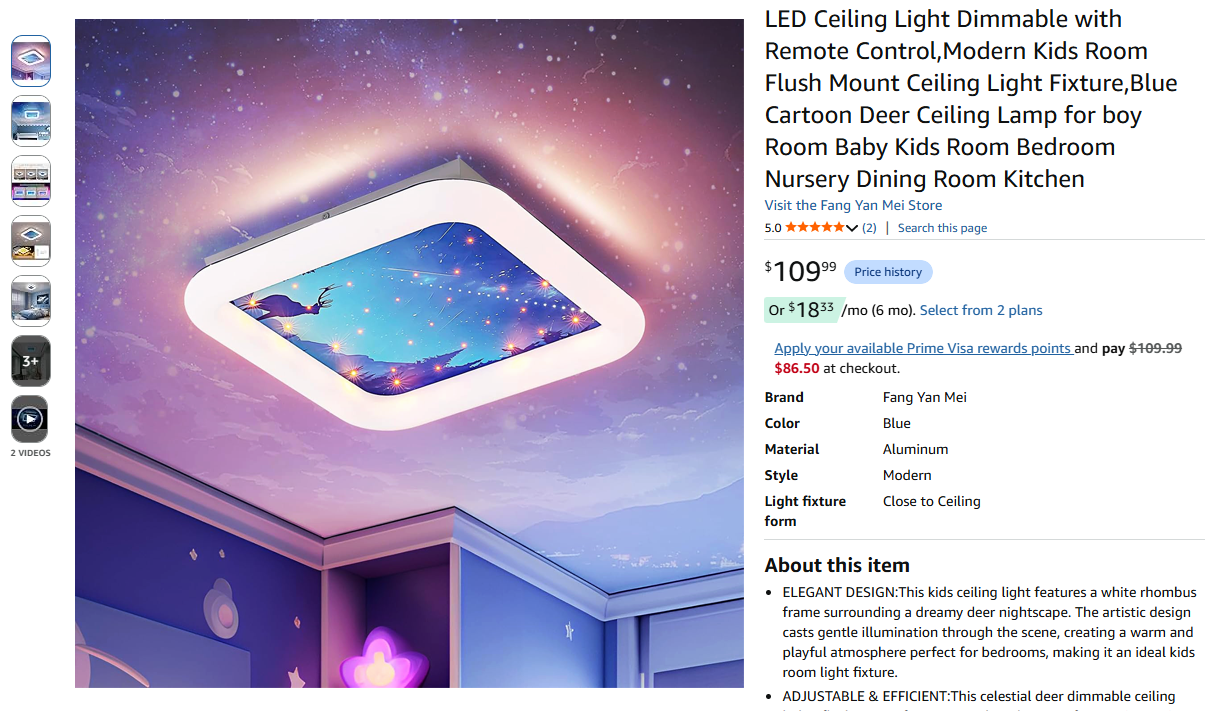 LED Ceiling Light Dimmable with Remote Control,