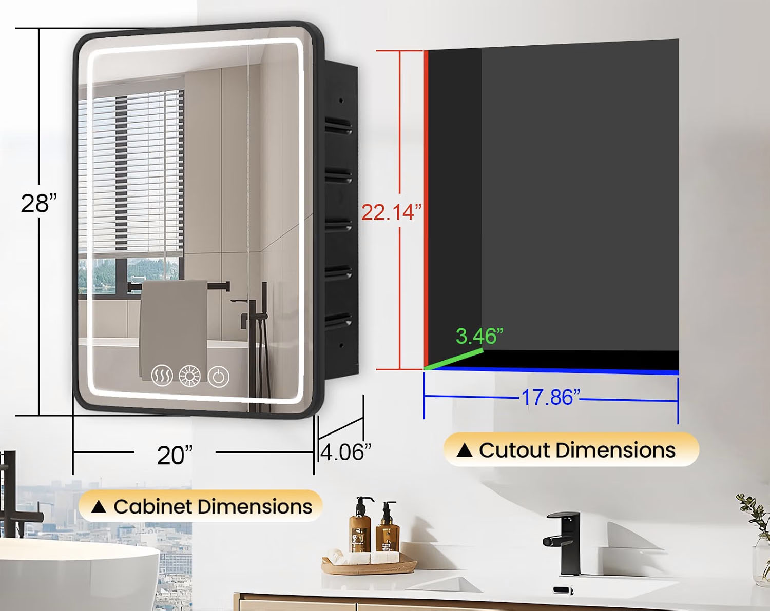LED Medicine Cabinet with Mirror with Storage and Light