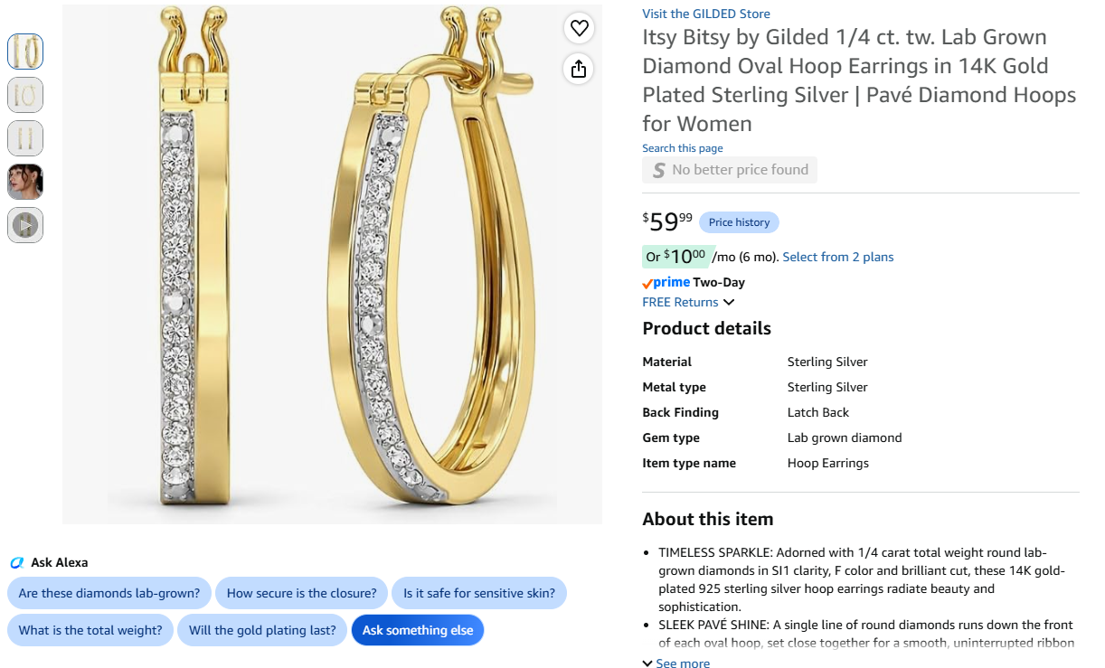 Diamond Oval Hoop Earrings