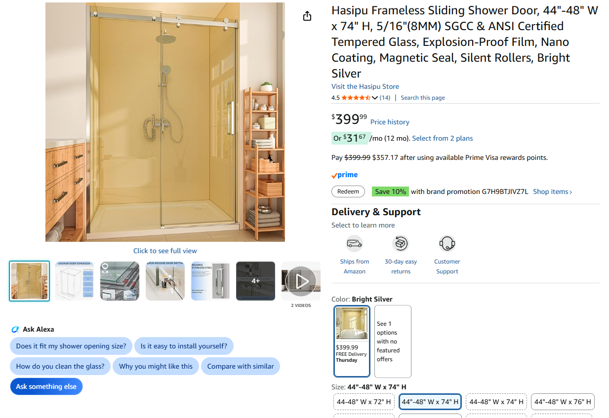 Frameless Sliding Shower Door