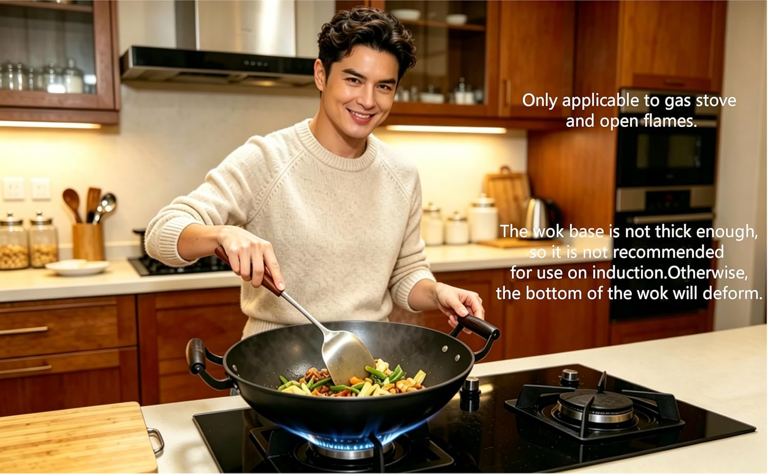 Cast Iron Chinese woks with a lid and Spatula