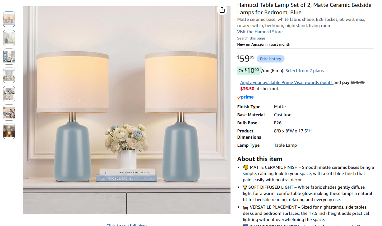 Ceramic Table Lamp Set of 2,