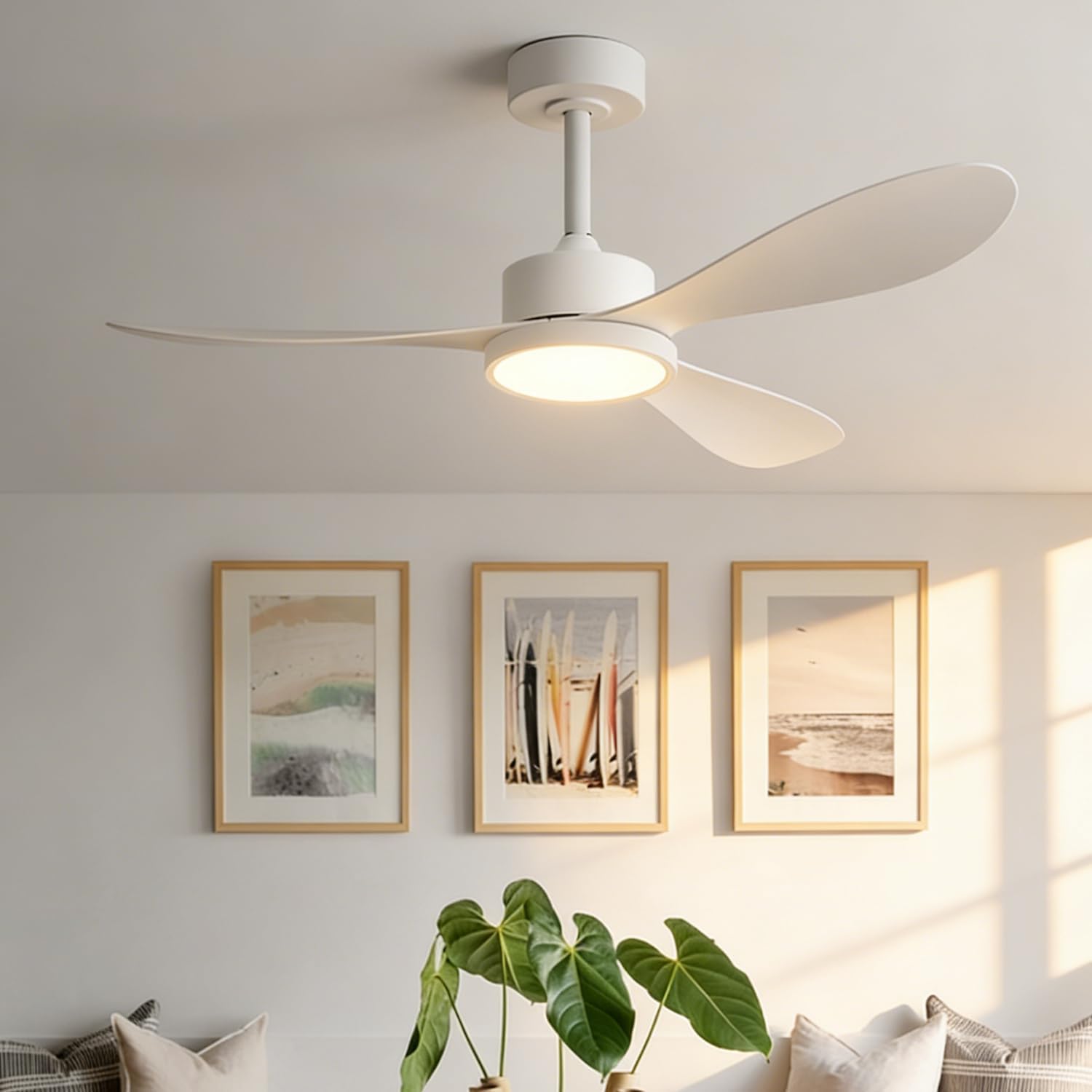 White Ceiling Fan with Light Kit Remote