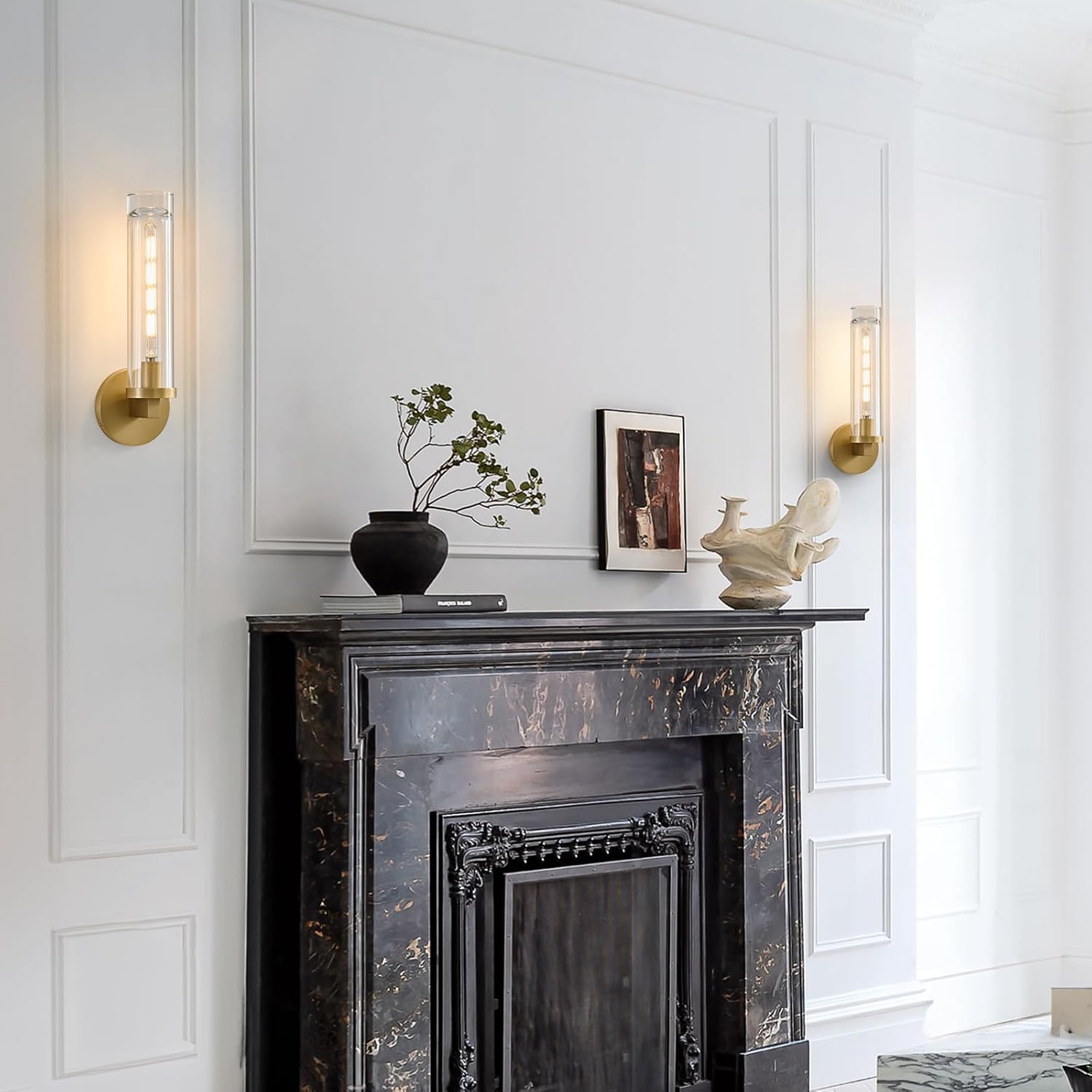 Vintage Modern Crystal Brass Gold Sconce