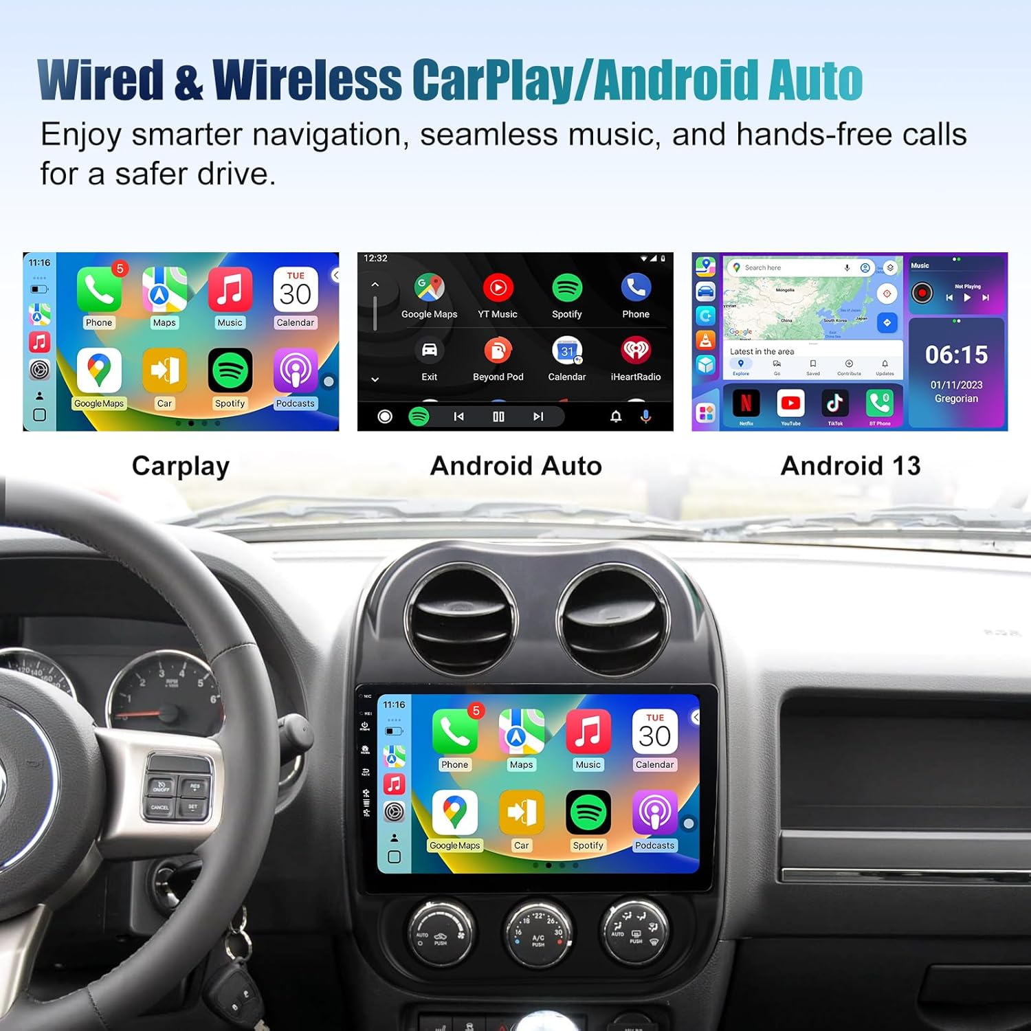 Smart Car Stereo Jeep Compass 2010-2016