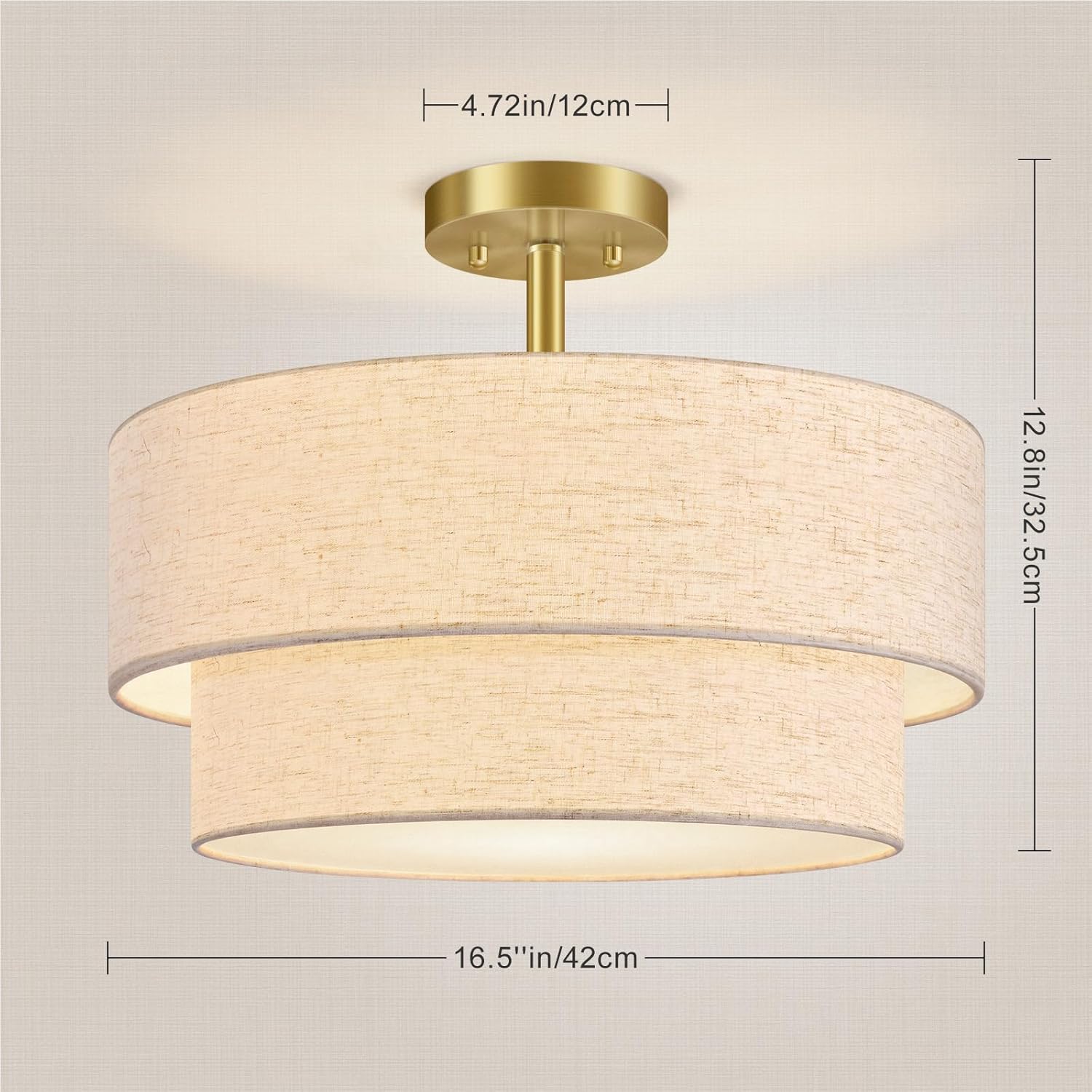 Semi Flush Mount Ceiling 3 Light, 2-Tier