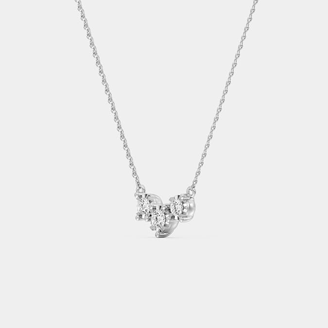 Diamond three stone necklace in sterling silver,