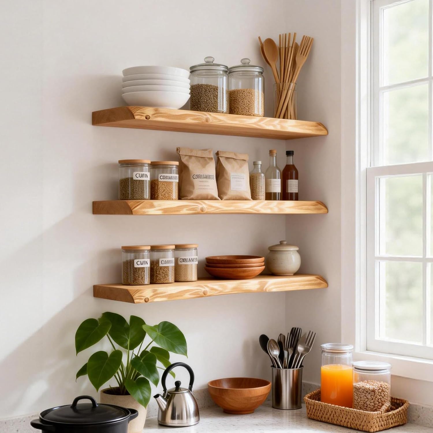 Live Edge Floating Shelves - Solid Spruce - 2PK