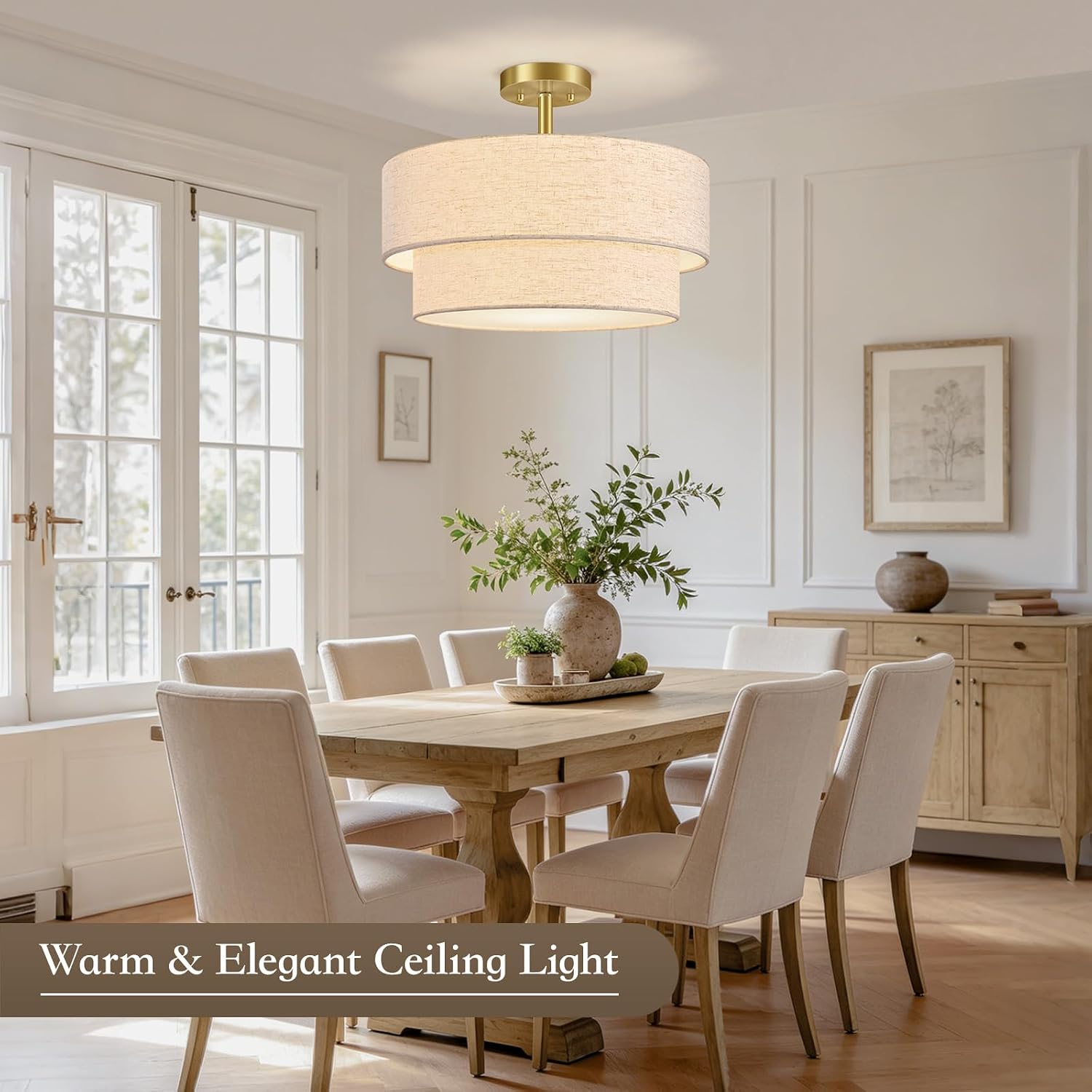 Semi Flush Mount Ceiling 3 Light, 2-Tier