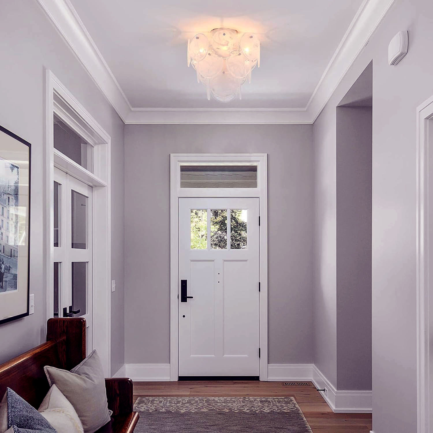 Modern Glass Flush Mount Light Fixture 4-Light Chandelier