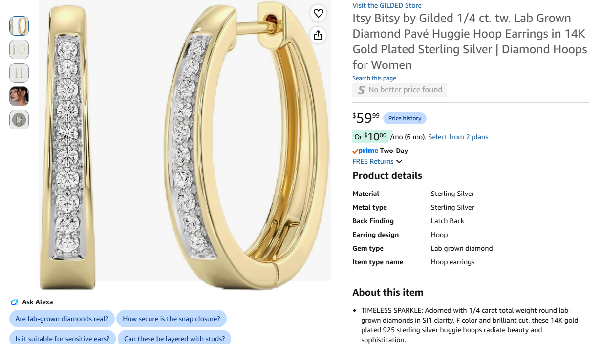 Diamond Pavé Huggie Hoop Earrings