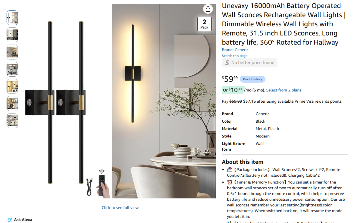 Rechargeable Wall Lights - 2PK