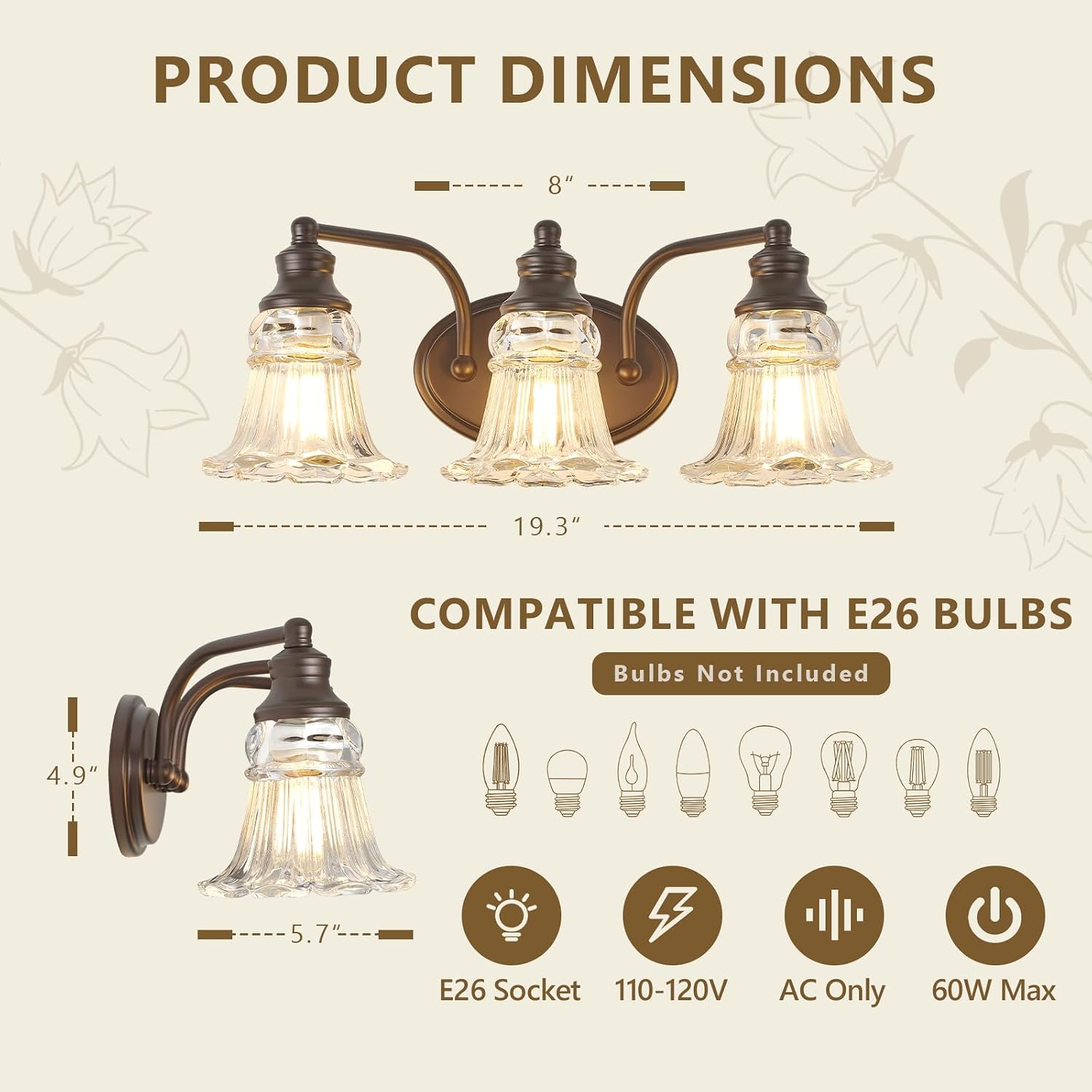 3-Light Bathroom Vanity Light Fixture
