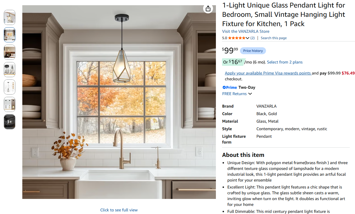 Unique Glass Pendant Light