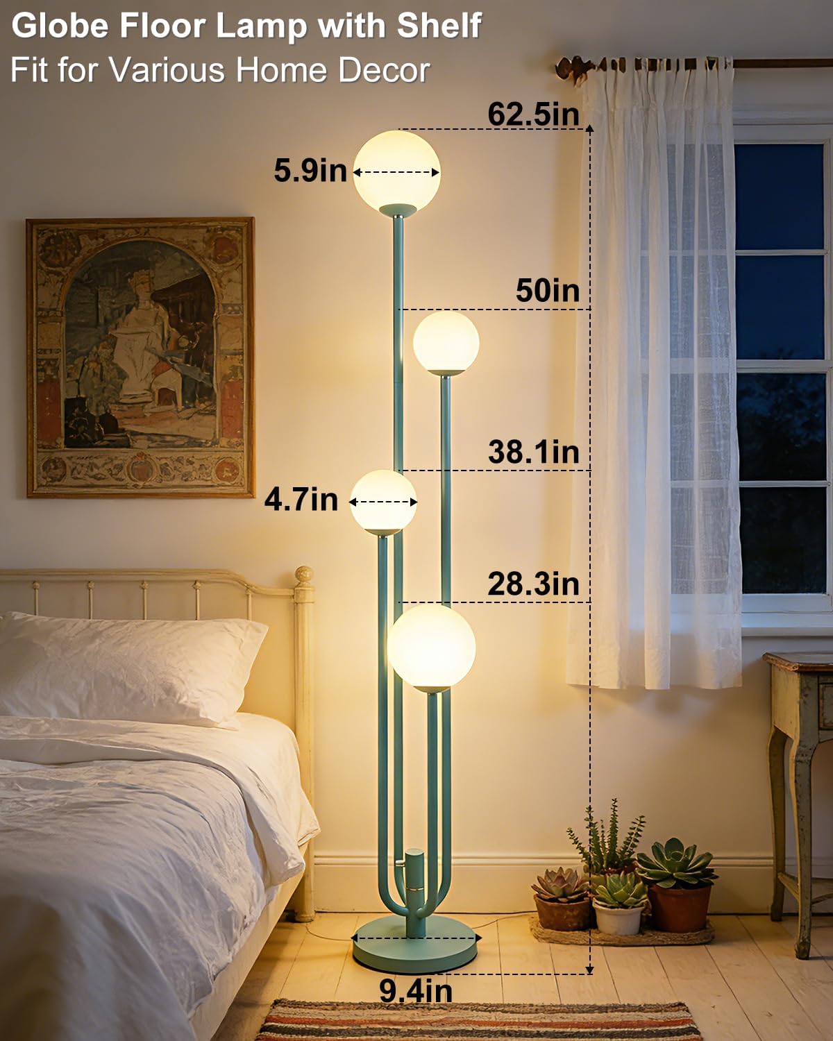 Globe Floor Lamp 4-Lights Dimmable