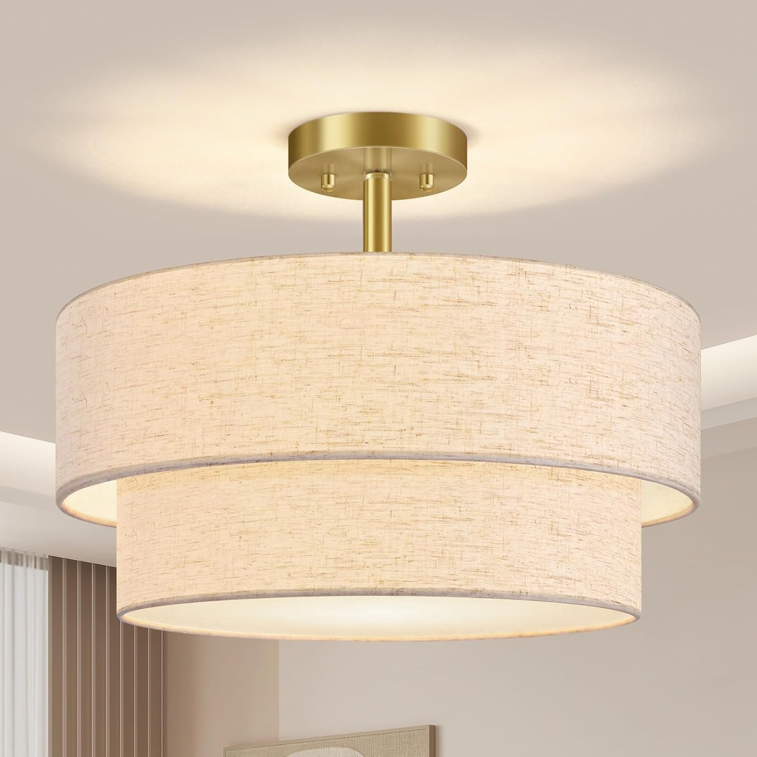 Semi Flush Mount Ceiling 3 Light, 2-Tier